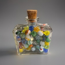 Vintage Bottle/ Jar Of Marbles, Some UV Reactive