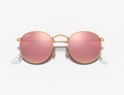 Ray-Ban RB3447 50-21 RoseGold Metal, Pink Lenses Unisex Sunglasses