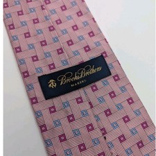 Brooks Brothers Pink Blue Purple Geometric Italian Silk Made In USA