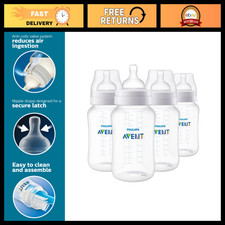 Anti-Colic Baby Bottle with AirFree Vent, Fast Flow, 11 oz - BPA Free, Easy Clea