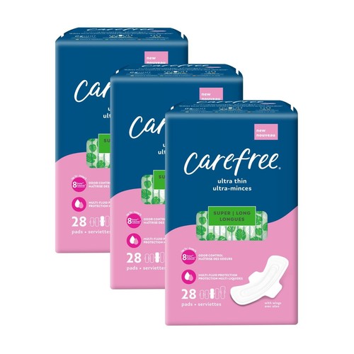 Ultra Thin Pads for Women, Super/Long Pads With Wings, 84ct (3 Packs of 28ct)...