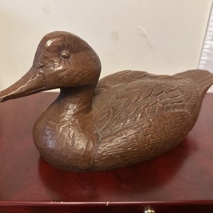 Vintage Red Mill Hand Carved Pecan Resin Duck