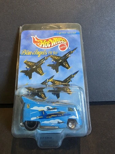 Hot Wheels 1997 Blue Angels VW Drag Bus, Vintage Limited Edition, w/Plastic Case