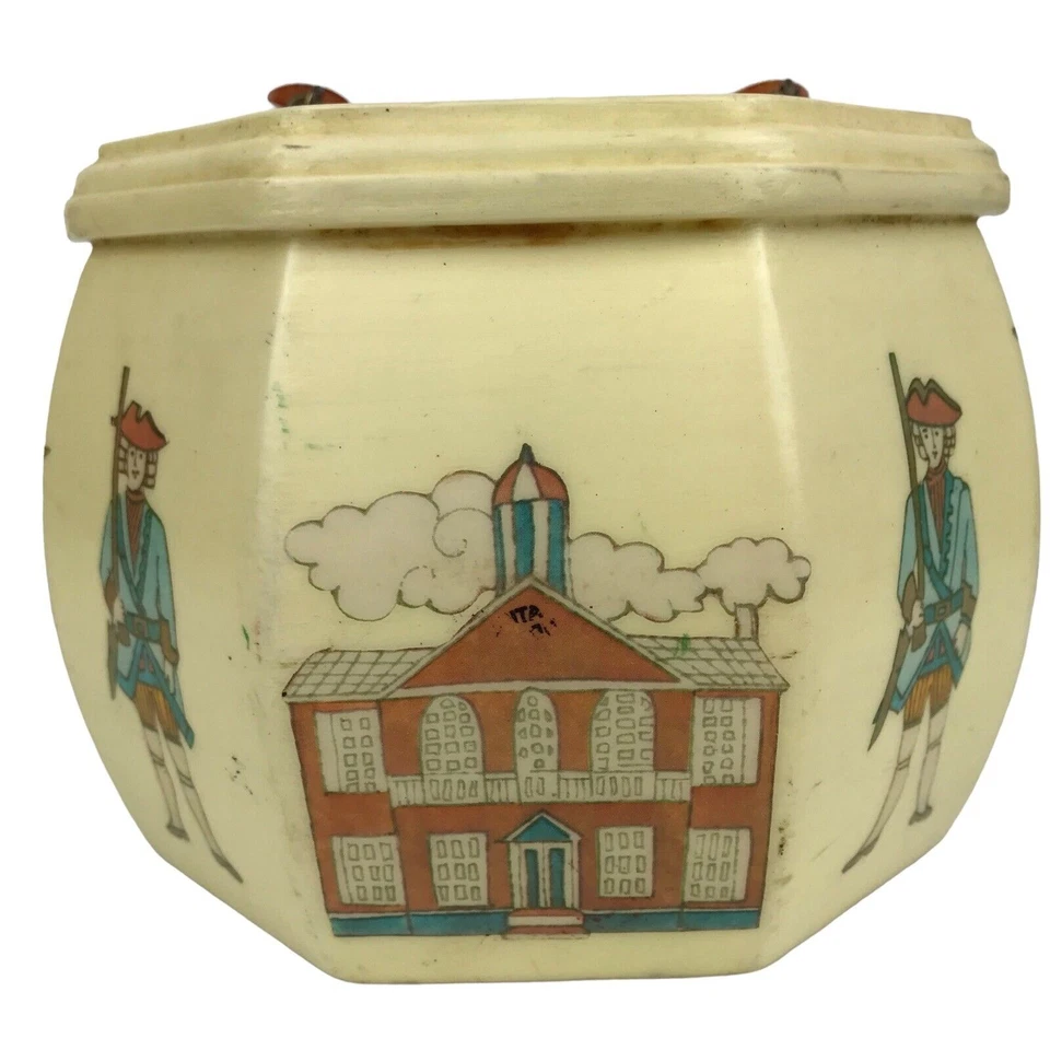 Cartera caja decoupage de madera vintage cartera octogonal mango Lucite forrada en tela Foto 4 de 4