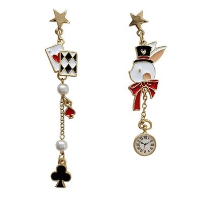 925 Silver Needle Earrings For Women Personalized Stud Earrings Anime Asymm - 02