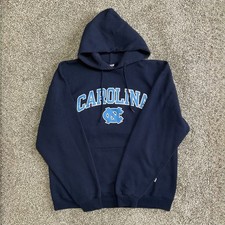 North Carolina Tar Heels Hoodie Large Navy Russell Athletic Spellout Y2K NCAA