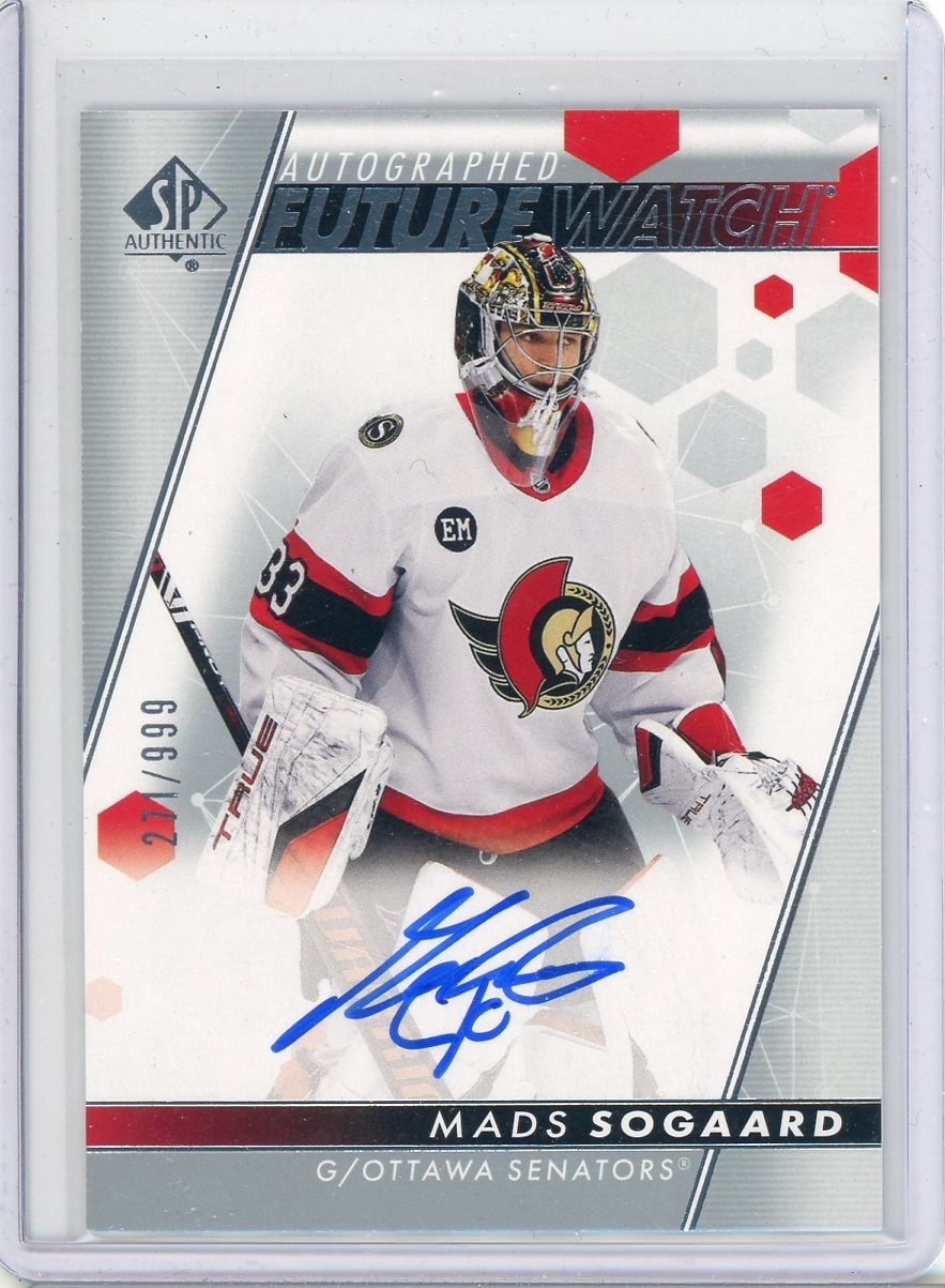 2022-23 SP Authentic Future Watch Autographs #120 Mads Sogaard RC AUTO /999