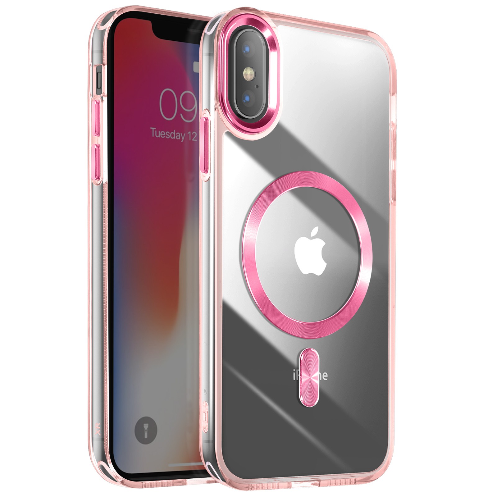 Coque iPhone X et XS antichoc fine protection intégrale rose champagne Avizar