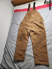 Carhartt Canvas Double Knee Bib Overalls Mens Sz 42x30 Brown Workwear 102776 211