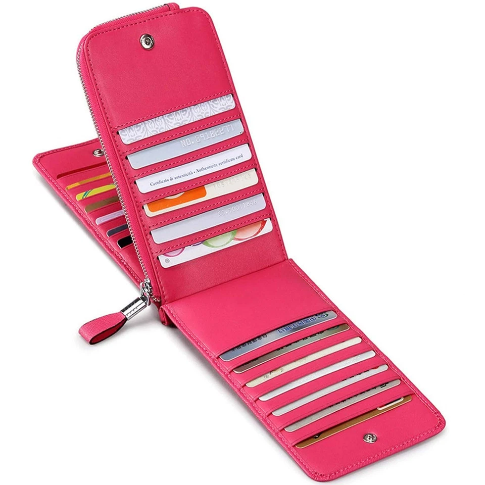 Women's Genuine Leather Multi Credit Card Holder Wallet RFID Blocking Long Bi... - Image 2 of 4