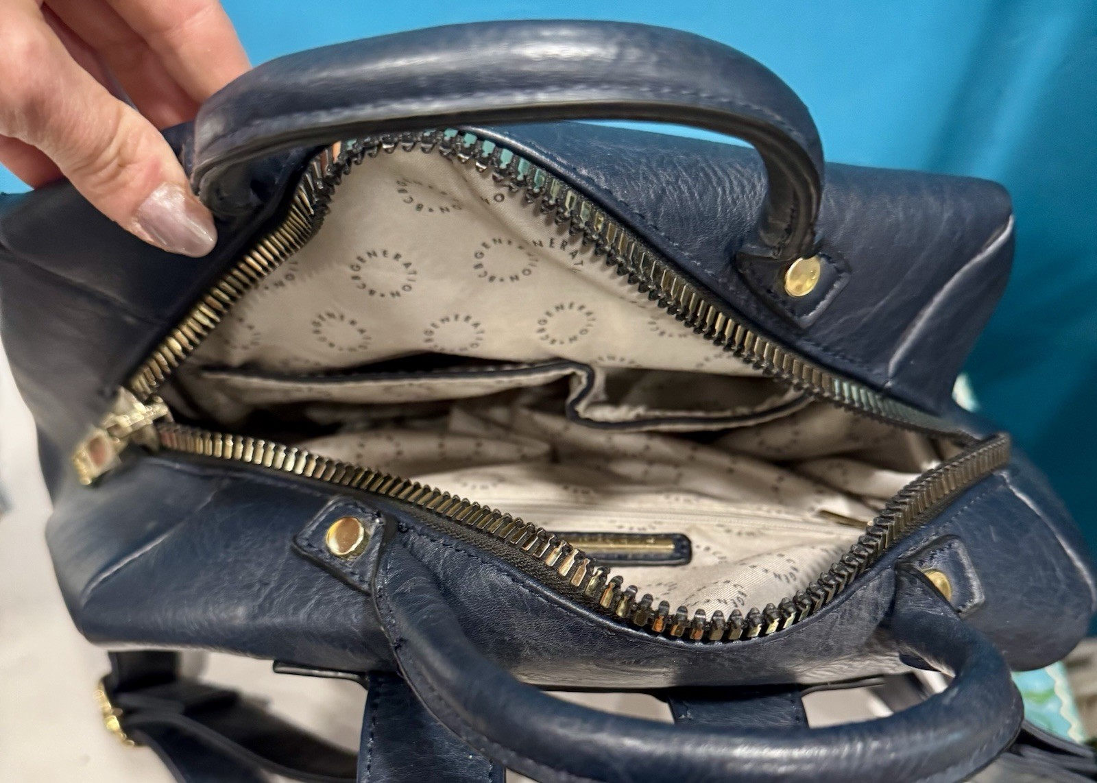 BCBGeneration Paris Backpack Navy Purse Handbag E… - image 6