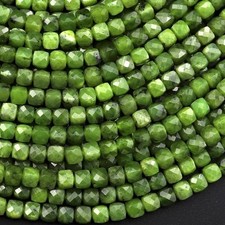 4mm Genuine Natural Tiny Faceted Cube Square Canadian Jade Beads for Jewelry DIY