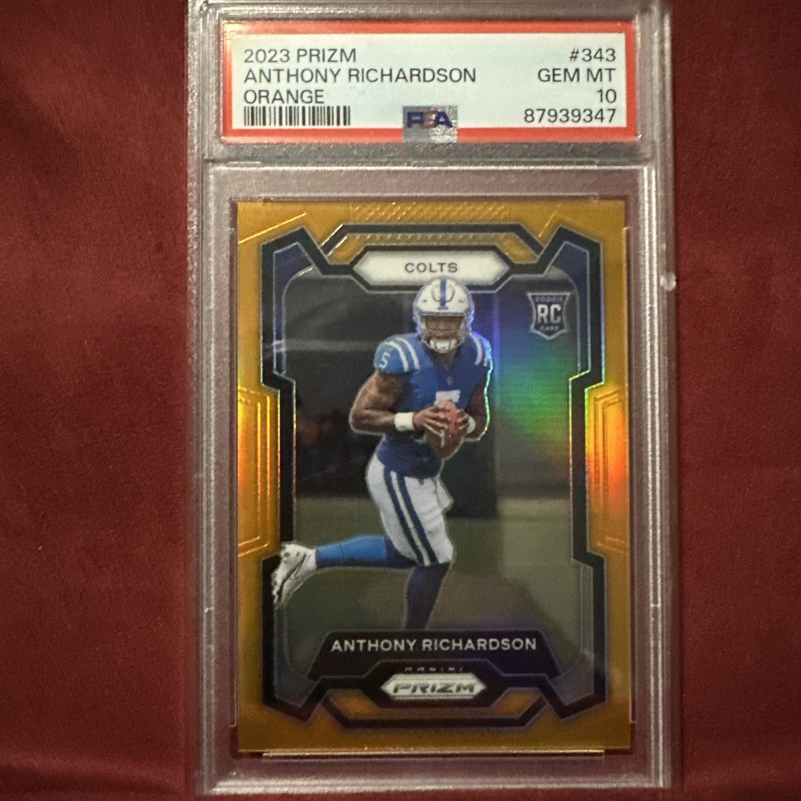 Anthony Richardson 2023 Panini Prizm Orange Rookie /249 PSA 10 Gem Mint #343 RC