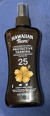 Hawaiian Tropic Protective Tanning Oil Spray Sunscreen SPF 25  8 fl oz  Exp 6/27