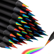 100 Pcs Rainbow Pencils for Kids, 7 in 1 Black Wooden Rainbow Multicolor Pencils