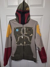 Star Wars Full Zip Hooded Sweatshirt Boba Fett Cosplay Men Medium MINT