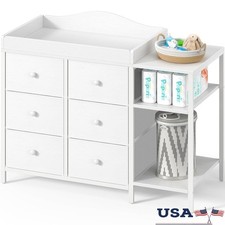 Ergonomic Baby Dresser W/ 6 Drawers  Removable Changing Top Safe Design New