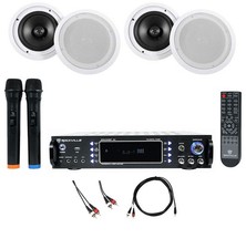 Rockville RPA70WBT Bluetooth Karaoke Amplifier 4 8" Ceiling Speakers Mics