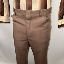 Vtg 60s 70s Disco Pants Men 38 29 Sears Kings Road Polyester Leisure Suit Brown