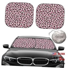 Windshield Sun Shade Car Sunshade Truck Accessories-Size Large Pink Leopard