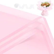 Flower Wrapping Paper, 20 Sheets, Waterproof, Floral Bouquet Design, for Wedd...