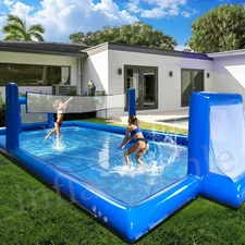 33FT Inflatable Volleyball Court Pool Net Soccer Outdoor Beach Game for Adults