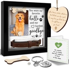 2-Sided Pet Memorial Frame with Collar Holder, Pet Memorial Ornament, Dog Cat...