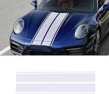 Hood Decal Sticker Universal Auto Racing Body Stripe Vinyl Modifi Color: White