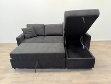 Reagan Corner Sofa Bed Right Hand Charcoal Fabric Storage Double Bed