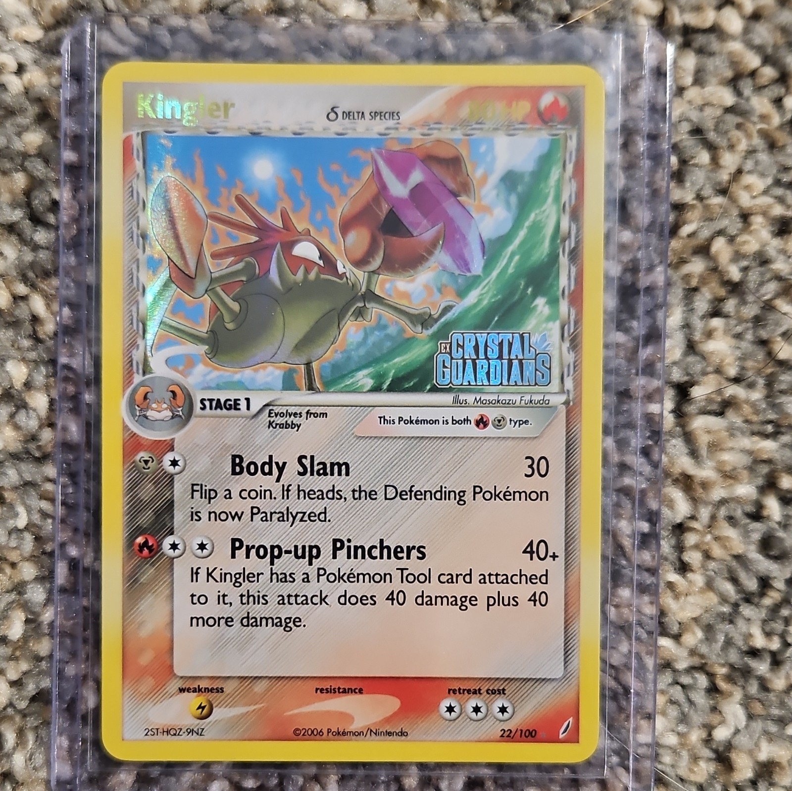 Pokemon TCG Kingler Delta Species 22/100 Crystal Guardians Reverse Holo MINT