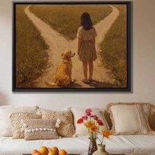 Golden Retriever Canvas Print Oil Painting Dog Artwork Nature Wall Art Decor