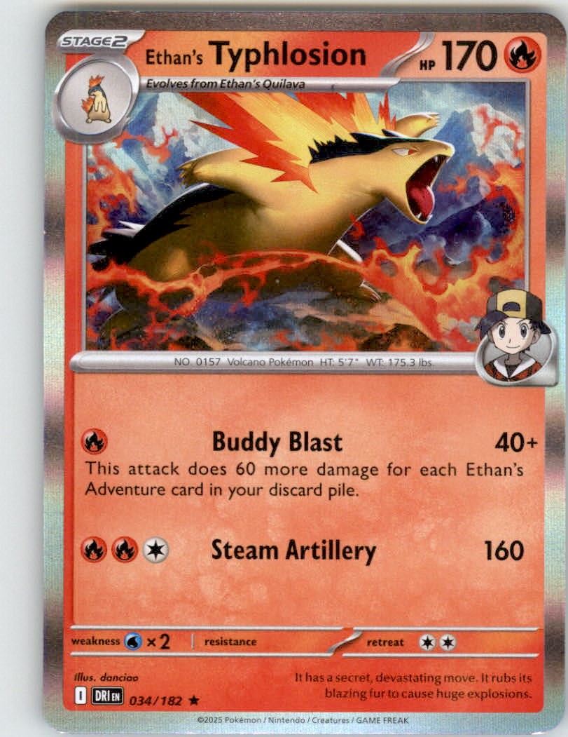 Pokemon Ethan's Typhlosion Rare Holo DRI 034/182 NM