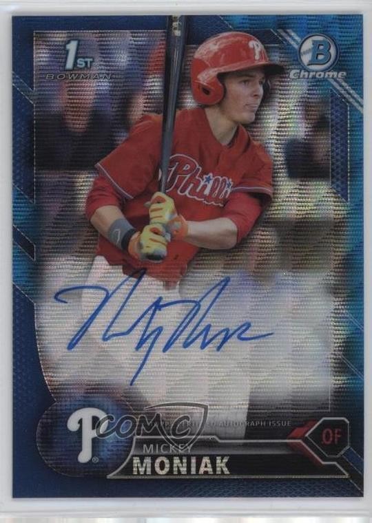 2016 Bowman Draft Chrome Pick Blue Wave Refractor 131/150 Mickey Moniak Auto w5p