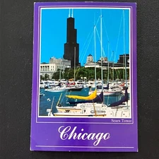 VTG Sears Tower view from Burnham Park Harbor, Chicago, Illinois Postcard