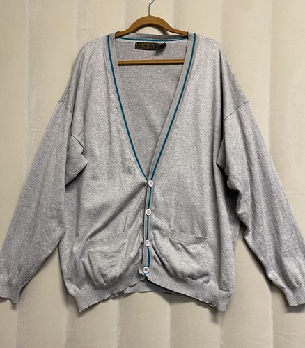 Eddie Bauer Men’s Sweater Cardigan XL Grandfather Eclectic Grandpa Neutral Grey
