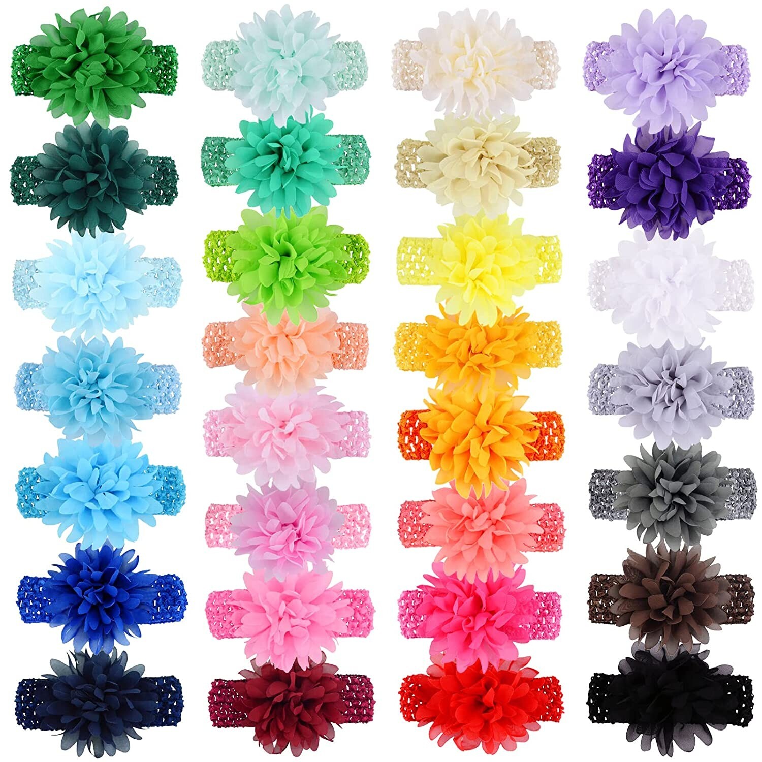 20 Pcs Newborn Baby Girl Headband Infant Toddler Flower Soft Stretchy Hair Band