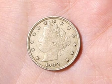 1908 America US USA 5c Five Cents Nickel Coin #GC103