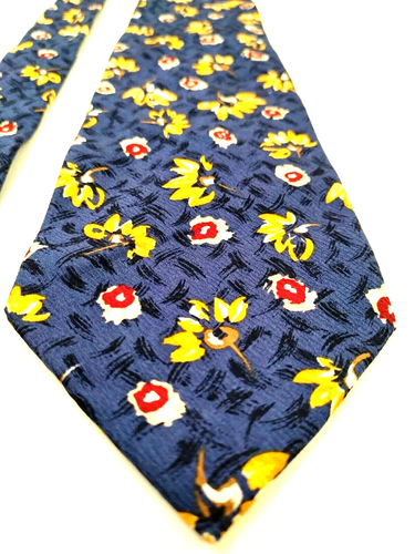 Pierre Balmain Paris Necktie Tie Mens Blue Floral 100% Silk Necktie Jacquard - Picture 2 of 8