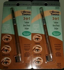 PHYSICIANS FORMULA BROW-TWEEZ 3-IN-1 TWEEZER SHAPER&PENCIL LIGHT BROWN 2233 X 2