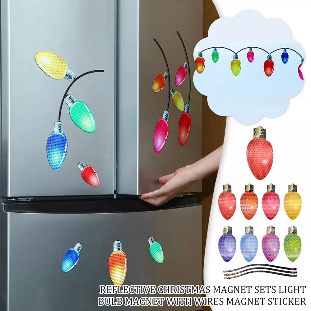 Reflective Light Bulb Magnet Sticker Set Christmas Car Refrigerator  Decoration