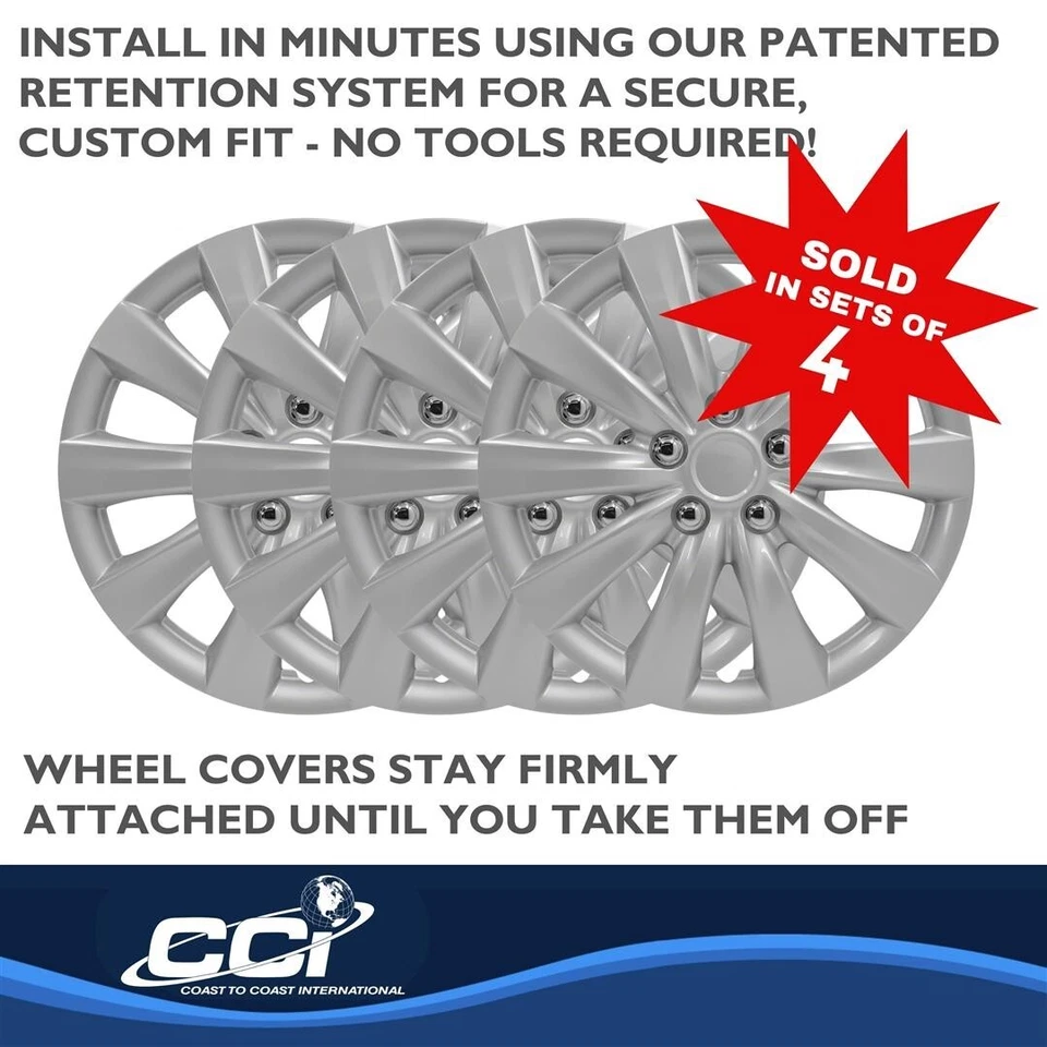 Conjunto de tampas de roda calotas prata 16" para rodas de aço Toyota Corolla 2011-2013 - Imagem 4 de 4