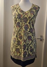Oasis Yellow / Navy Sleeveless Womens Ladies Lined Floral Dress Size 10