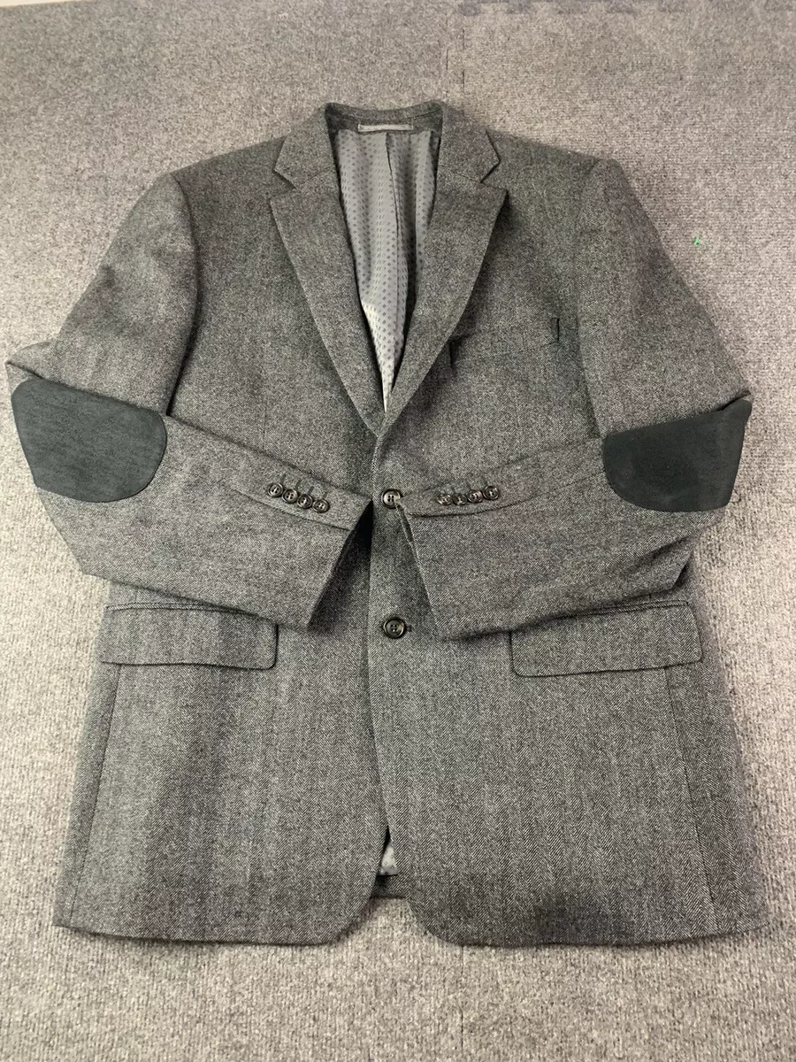 Fil A Fil Platinum Mens Wool Sil Cashmere Elbow Patch Sports Blazer Sz 42R Gray