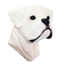 Boxer Head Plaque Figurine White Uncropped