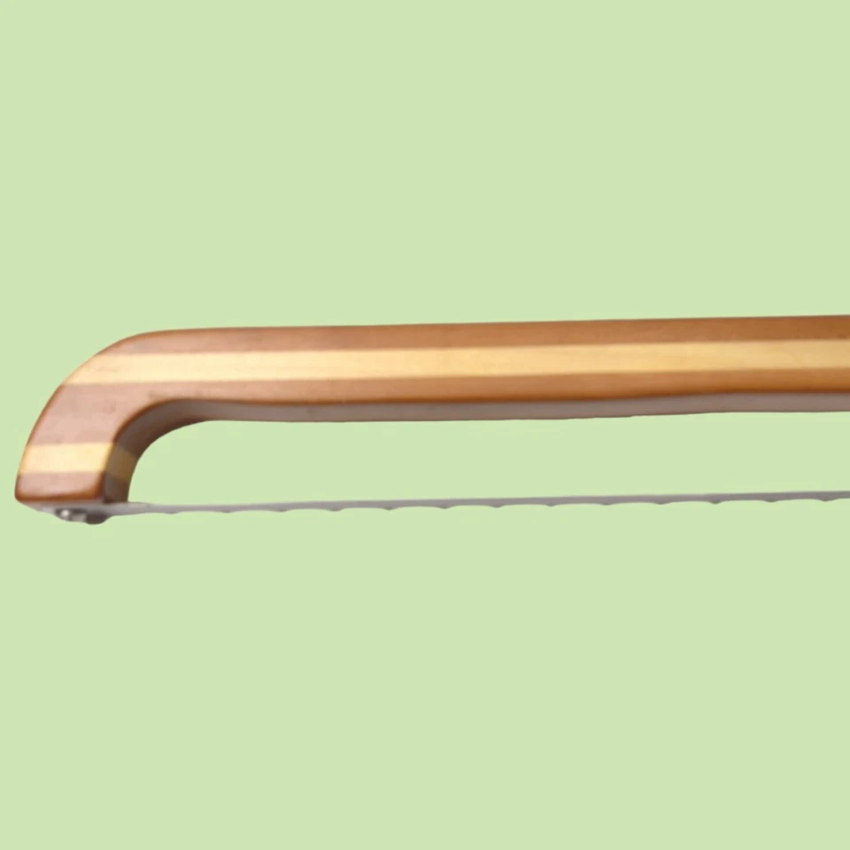 "Cuchillo para pan con arco dentado de madera prensada artesanal mango elevado de 16"" para diestros" Foto 3 de 4