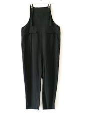 Yesno Wome Black Sleeveless Square Neck Straight Leg Cropped Overalls Size L