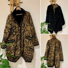 Lindi Reversible Faux Fur Black Khaki Lagenlook Parachute Coat Jacket Size Xl