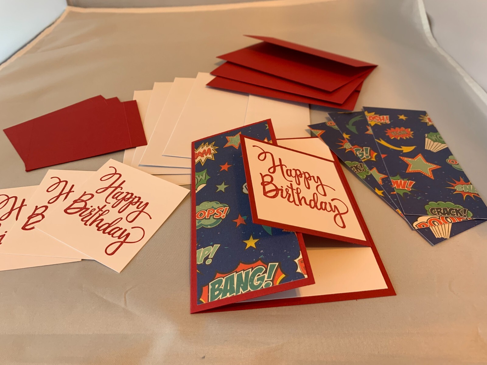 Stampin Up Card Kit Set Of 4 "Happy Birthday" cards #12a Smash, Boom, Bang