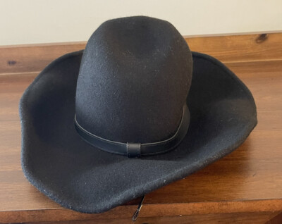 Scala Vintage 100% Wool Classic Black Fedora Hat small wide and low top unisex s-l400.jpg main image 4