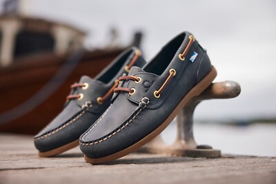 Chatham Men's Deck II G2 Boat Shoes Blue Nubuck Leather